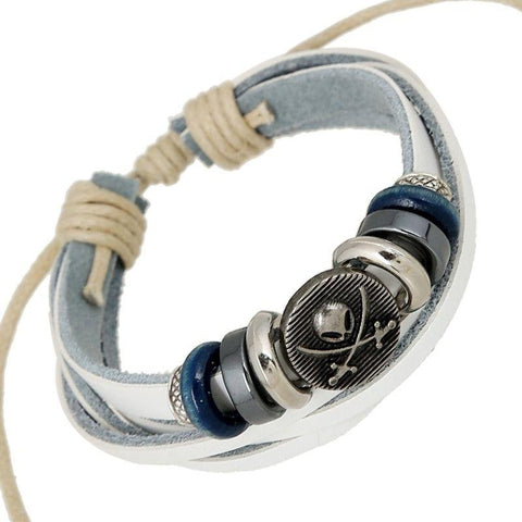 Weiße Leder Piraten Armband
