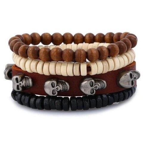 Leder Piraten Armband mit Totenkopf