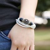 Weiße Leder Piraten Armband